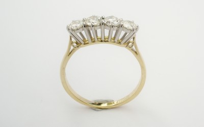 My remodel of 4 stone diamond ring peg set in platinum & 18ct. yellow gold.