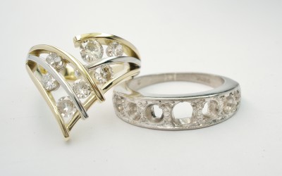 18ct. yellow gold & platinum 7 stone diamond wishbone style ring remodelled from original 7 stone bead set eternity ring.