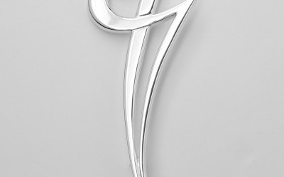 Kilt pin hand crafted in sterling silver in style of GF initials.