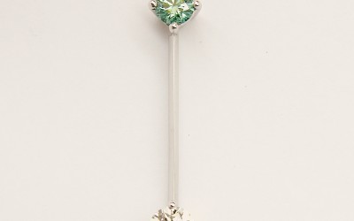 Ocean Blue diamond & white diamond 18ct.white gold'pendulum' style pendant_