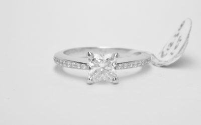 Platinum mounted 1ct Tulip cut diamond ring with diamond shoulders. Original £12,300 was £5,570  Final Reduction £4,495