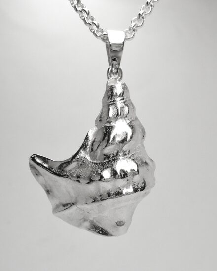 Sterling silver 'Pelican foot shell' pendant cast from a real shell.
