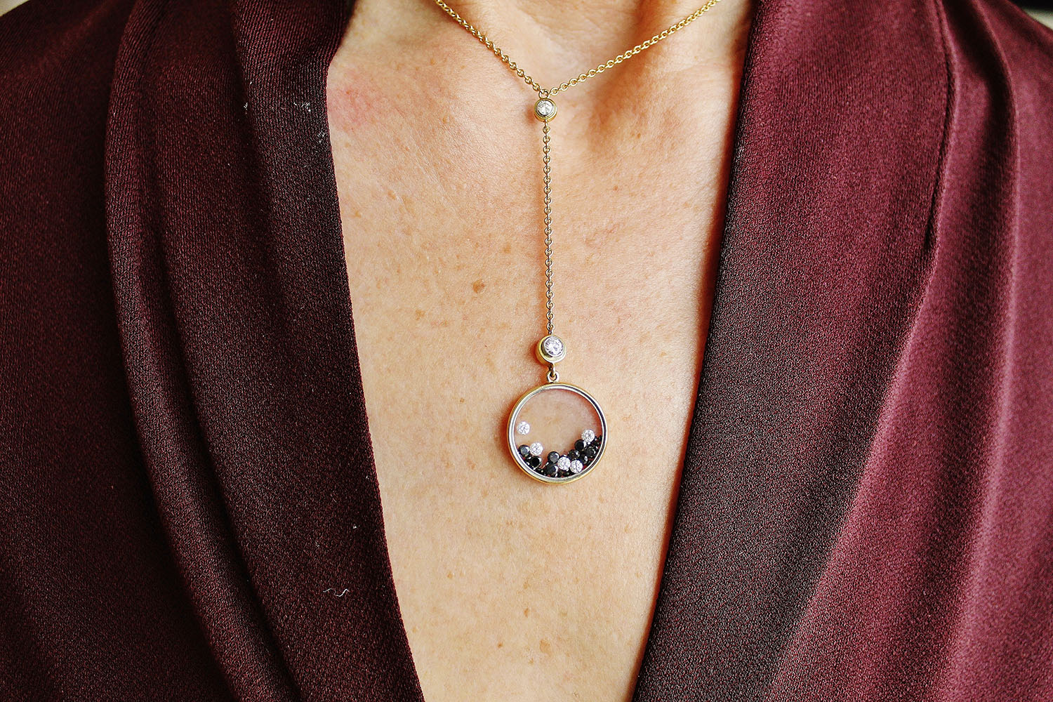 My wife wearing the pendant