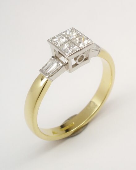 Remodel Of Diamond Ring With Twin Tapered Baguette Shoulders